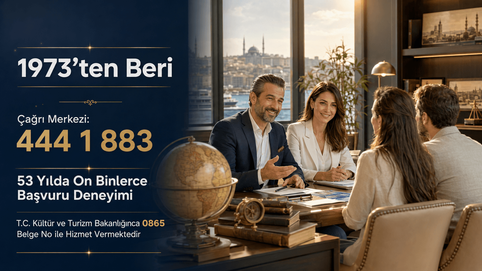 1973’ten beri vize ve ikamet danışmanlığı sunan Vize Başvuru Merkezi’ni, 0865 numaralı seyahat acentası kaydını ve güvenlik ilkelerimizi tanıyın.